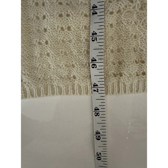 Freshman Cream Crochet Cardigan Bikini Cover Up Cottage Whimsical M Boho beach - Picture 7 of 8